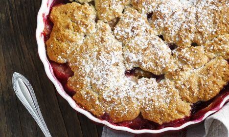 Apple and Rhubarb Cobbler With Golden Syrup Custard