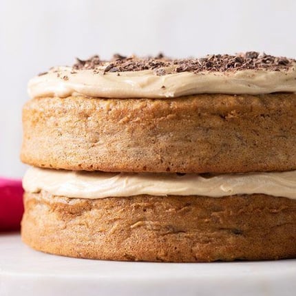 Banana Cake with Caramel Cream Cheese Icing