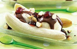 Banana Split with Microwave Chocolate Sauce