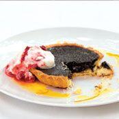 Chocolate Tart with Raspberry Cream and Citrus Syrup