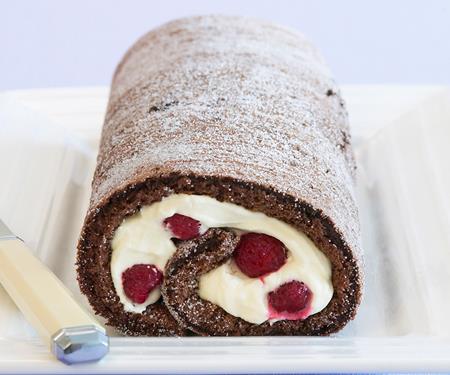 Chocolate and Raspberry Swiss Roll