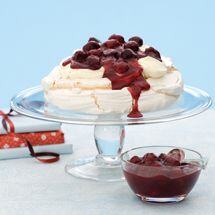 Pavlova and Cherry Sauce