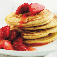 Pikelets with Sweet and Sour Strawberries