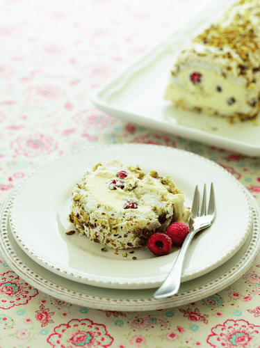 Pistachio and Raspberry Roulade